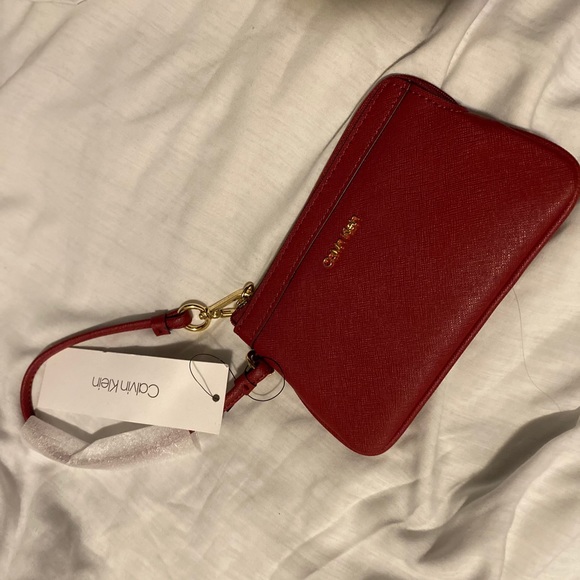 Calvin Klein Saffiano Red Wristlet - Picture 2 of 5